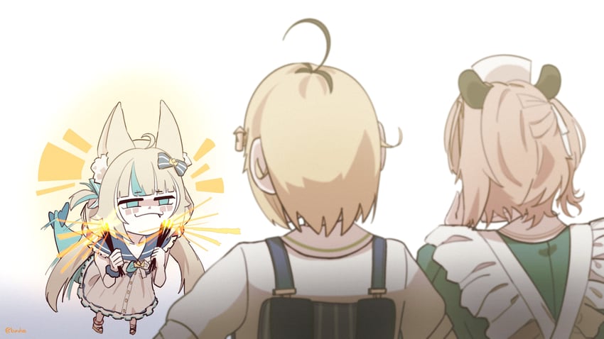 nimi nightmare, sameko saba, and dooby (indie virtual youtuber) drawn by buruhas