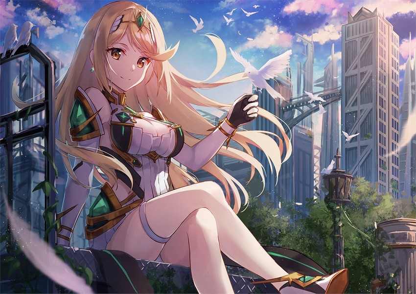 mythra (xenoblade chronicles and 1 more) drawn by .com_(bot_com1)