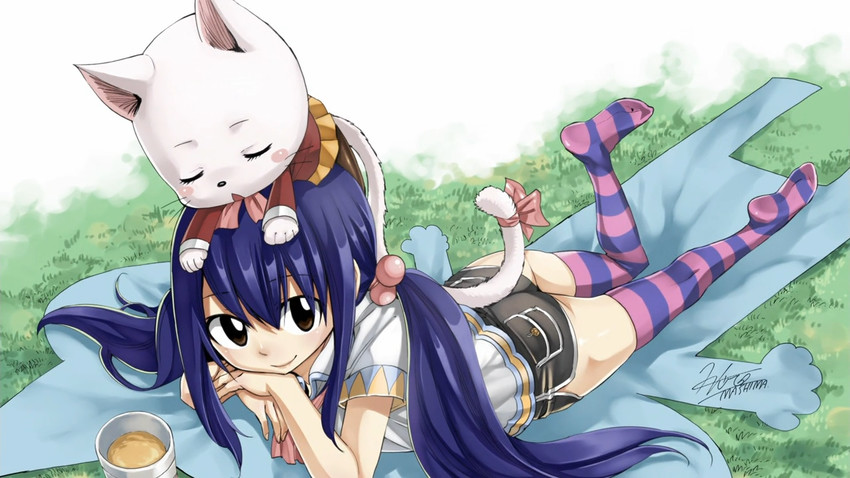 wendy marvell and charle (fairy tail) drawn by mashima_hiro
