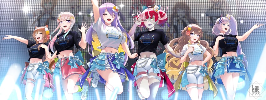 kureiji ollie, moona hoshinova, pavolia reine, ayunda risu, anya melfissa, and 1 more (hololive and 1 more) drawn by landacdeus