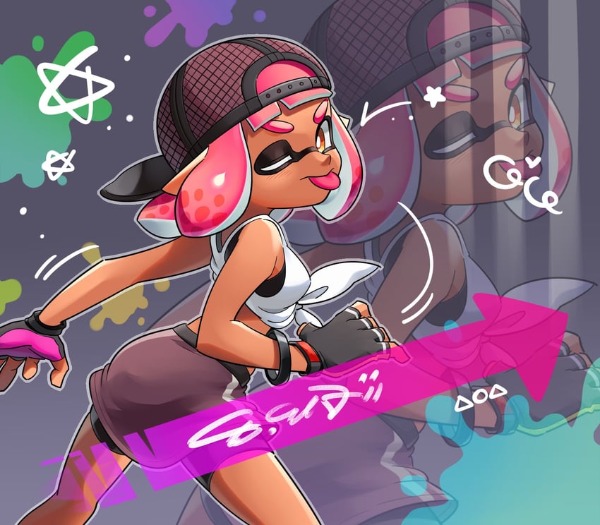 inkling player character and inkling girl (splatoon) drawn by mumiyon