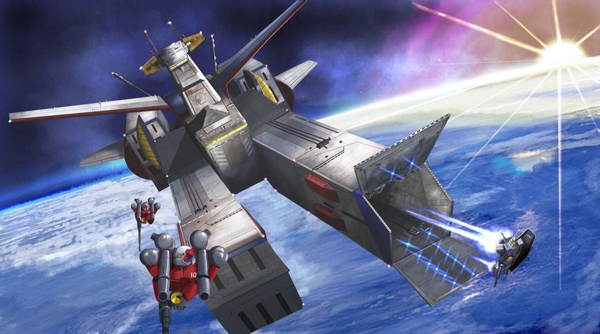 rx-78-2 gundam, guncannon, and white base (gundam and 1 more) drawn by i.t.o_daynamics