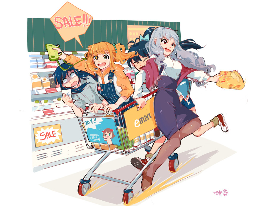 kisaragi chihaya, shijou takane, ganaha hibiki, takatsuki yayoi, and nonowa (idolmaster) drawn by tuxedo_de_cat