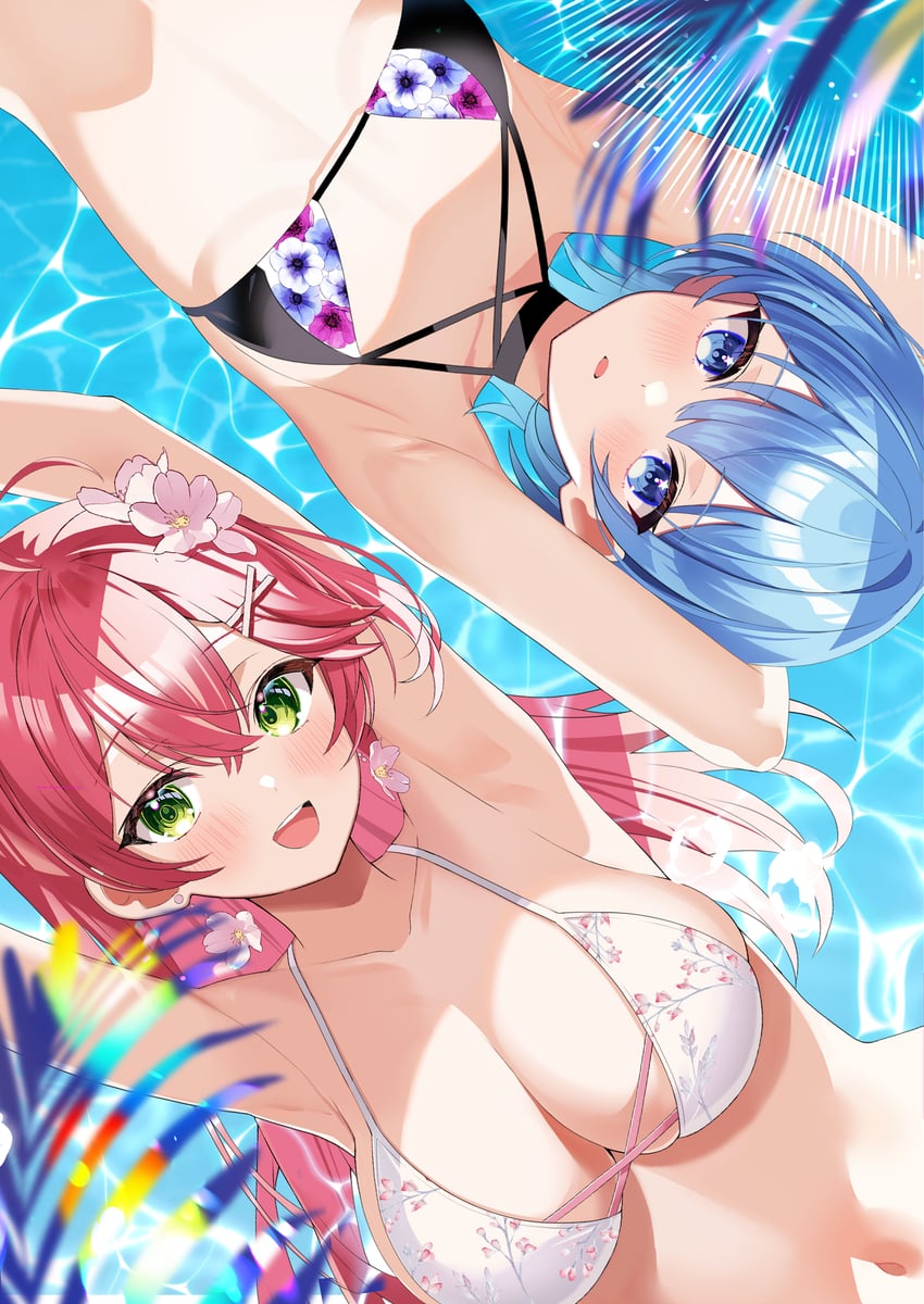 hoshimachi suisei and sakura miko (hololive) drawn by motsunuki