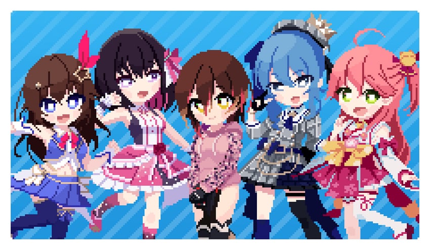 hoshimachi suisei, sakura miko, tokino sora, roboco-san, and azki (hololive and 1 more) drawn by potato7192