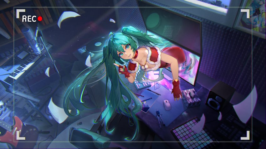 hatsune miku and racing miku (vocaloid and 1 more) drawn by zuiai_gongzhu_dianxia