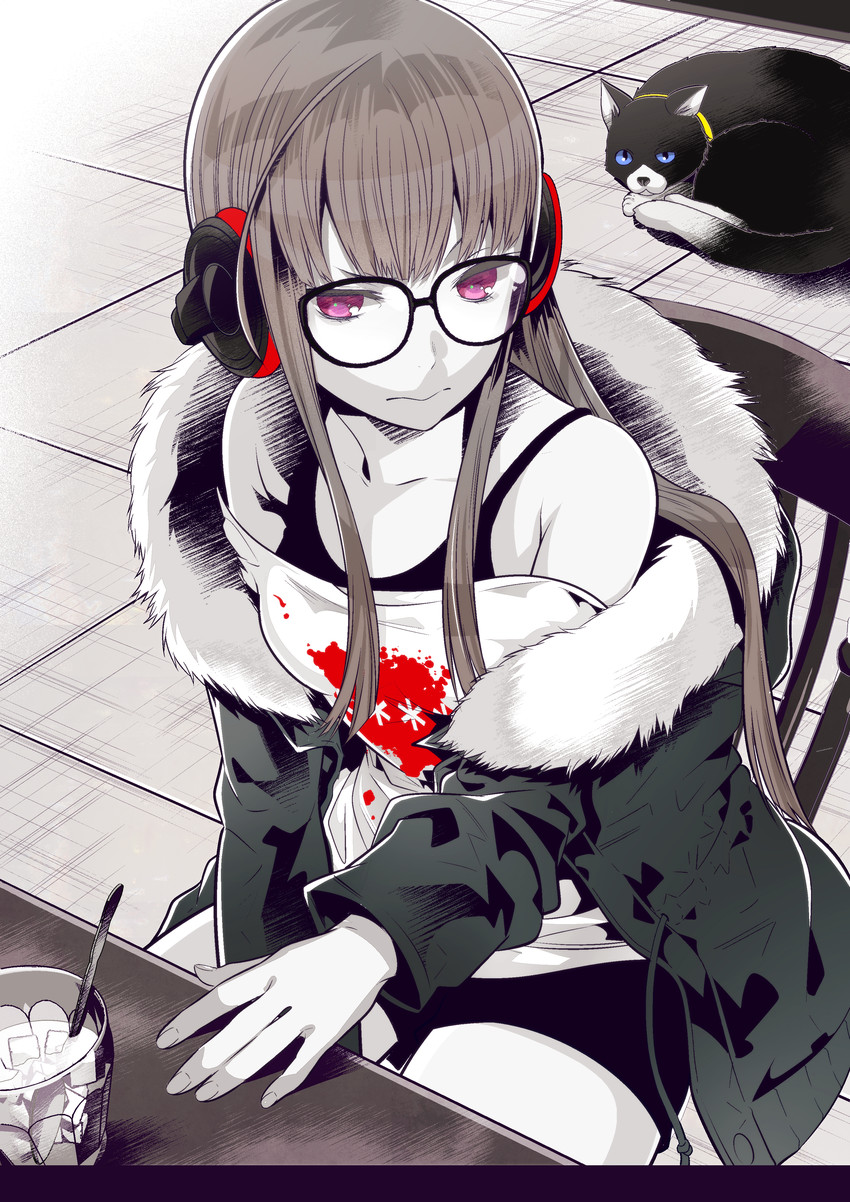 sakura futaba and morgana (persona and 1 more) drawn by kuso_bba