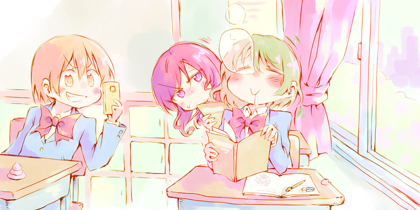 nishikino maki, hoshizora rin, and koizumi hanayo (love live! and 1 more) drawn by nekokun