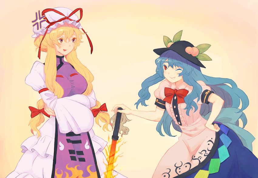 yakumo yukari and hinanawi tenshi (touhou) drawn by jean_(jean_sp)