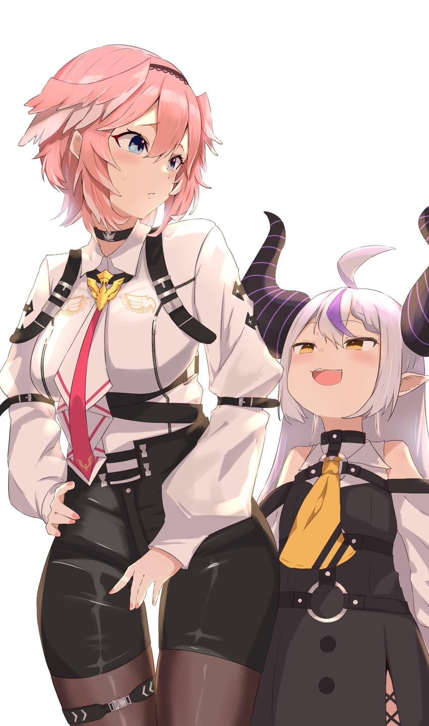 la+ darknesss and takane lui (hololive) drawn by taruto_(taruto0918)