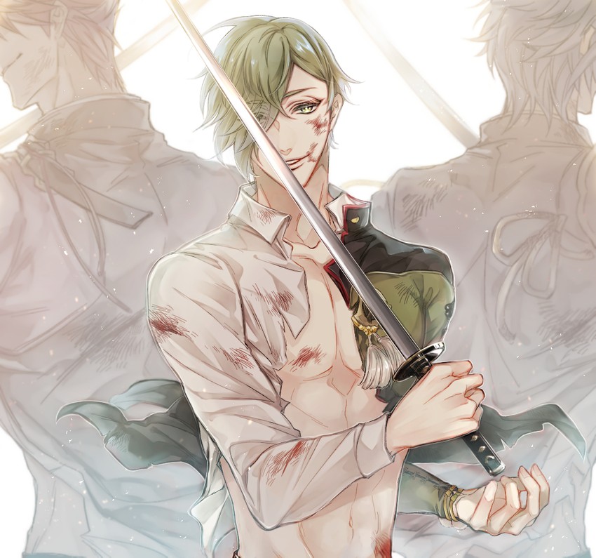 shokudaikiri mitsutada, uguisumaru, and ookanehira (touken ranbu) drawn by sonoda_(daw_sow0)