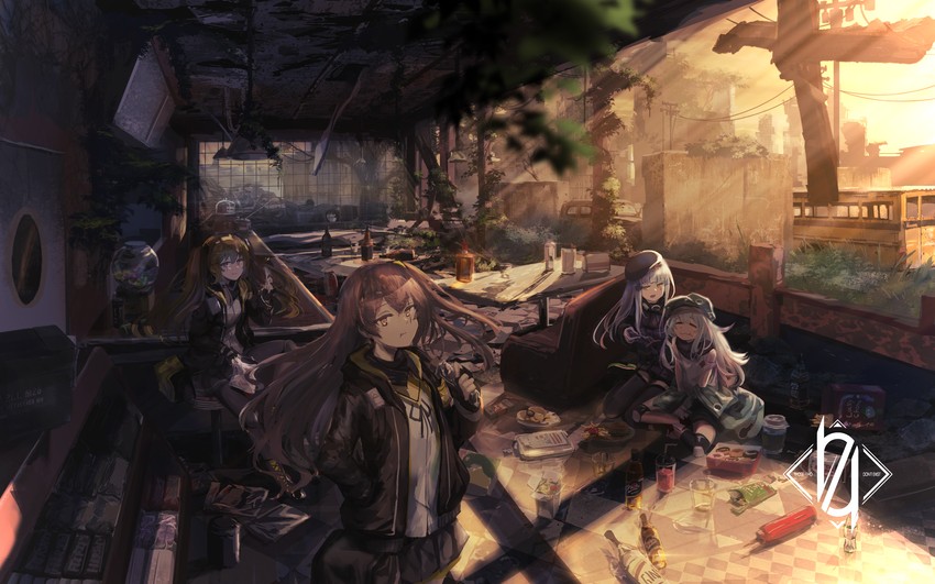 hk416, ump45, ump9, and g11 (girls' frontline) drawn by aritsuno