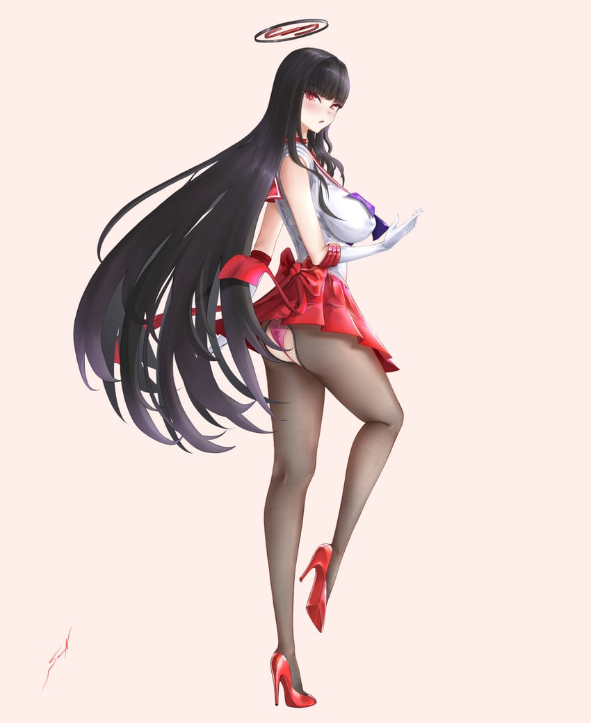 rio and sailor mars (blue archive and 1 more) drawn by nijisatara