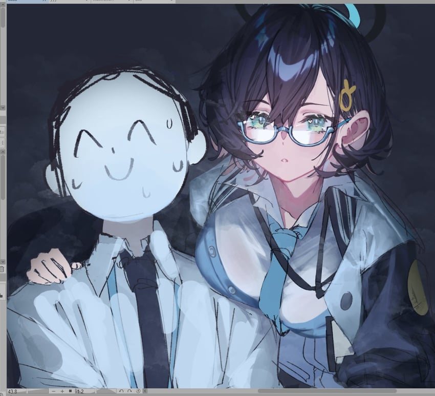 sensei, doodle sensei, and chihiro (blue archive) drawn by betabeet