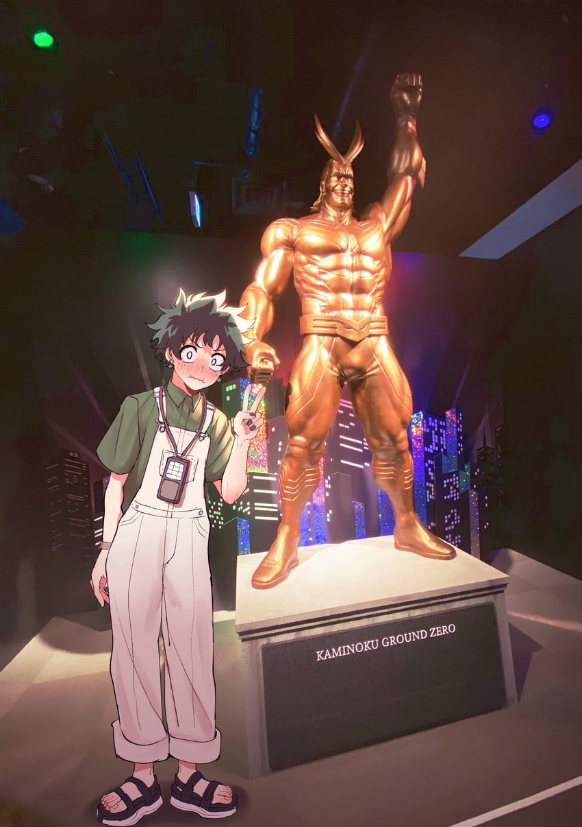 midoriya izuku and all might (boku no hero academia) drawn by rapiko