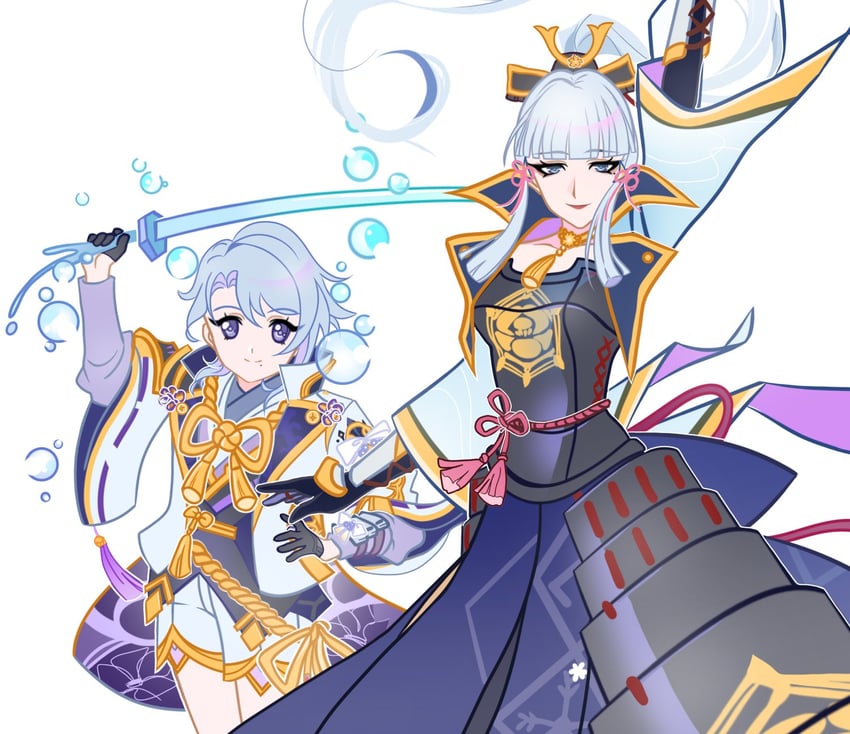 kamisato ayaka and kamisato ayato (genshin impact) drawn by chocofish