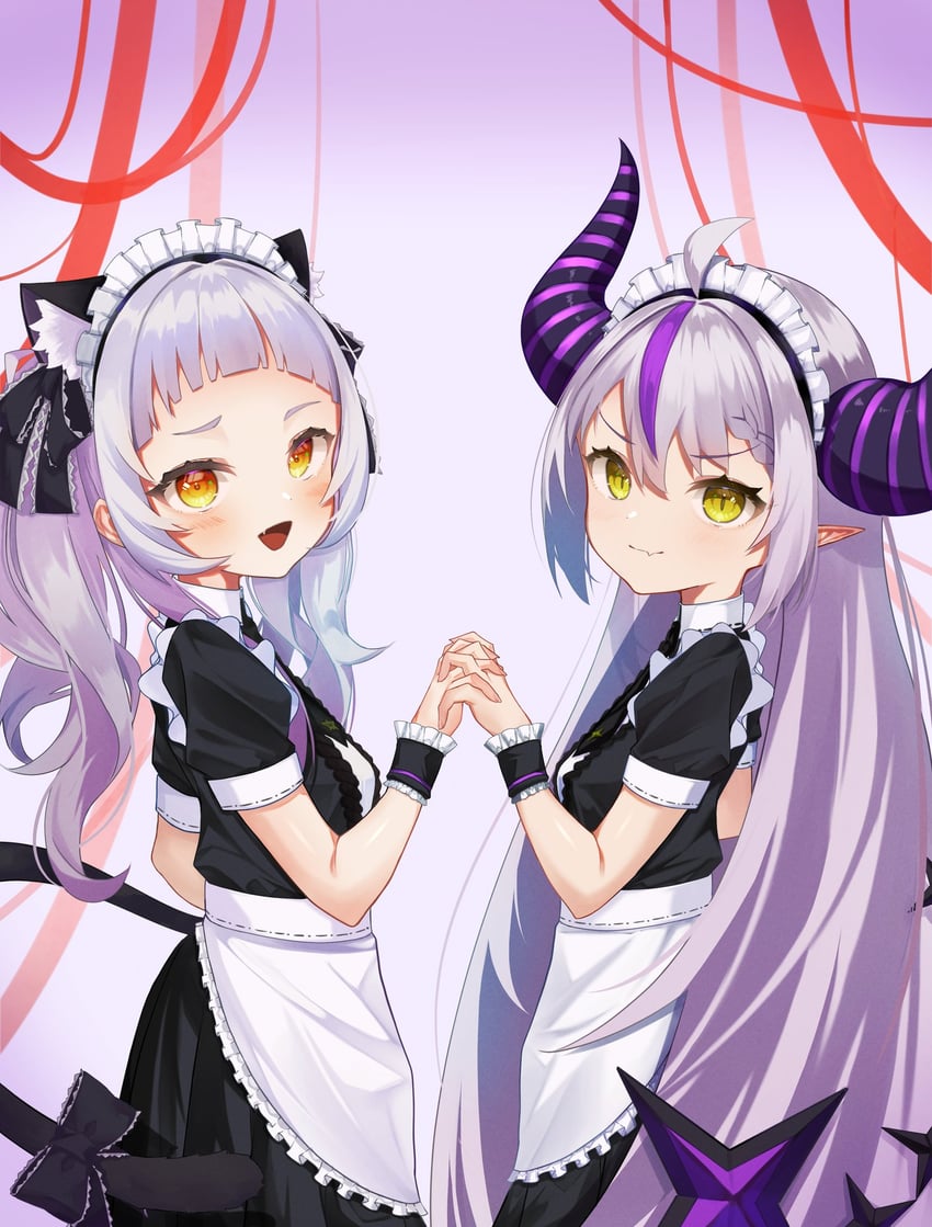 la+ darknesss and murasaki shion (hololive) drawn by dot_keter