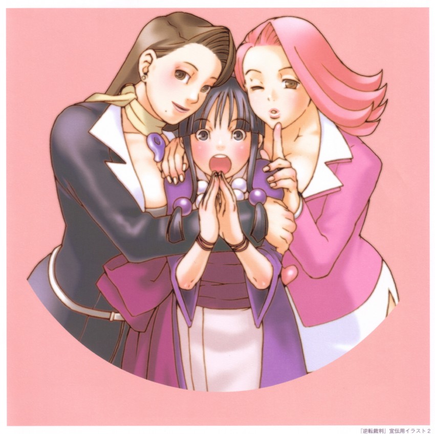 maya fey, mia fey, and april may (ace attorney and 1 more) drawn by edaki_shin'ya