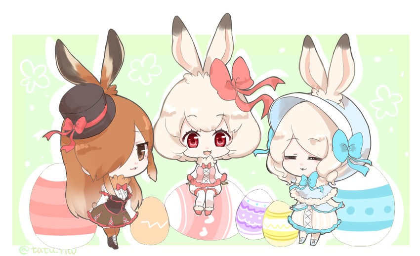 european hare, arctic hare, and mountain hare (kemono friends) drawn by tatsuno_newo