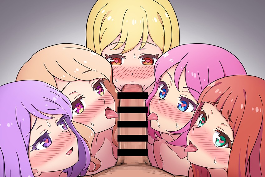 nijino yume, sakuraba rola, saotome ako, kasumi mahiru, and nanakura koharu (aikatsu! and 1 more) drawn by yoban
