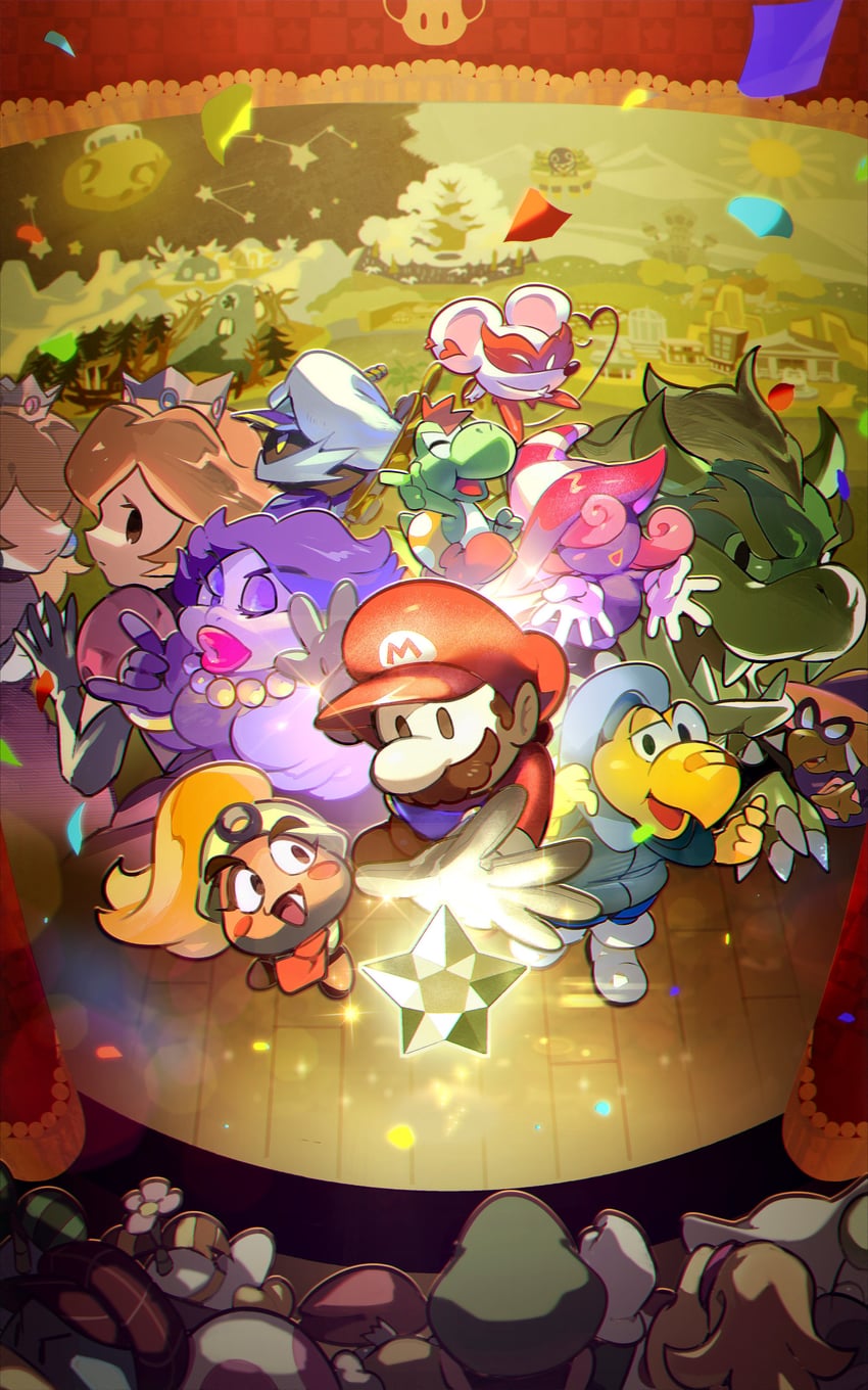 princess peach, mario, luigi, bowser, vivian, and 13 more (mario and 2 more) drawn by higuchi_megumi