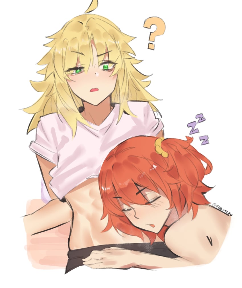 fujimaru ritsuka and mordred (fate and 1 more) drawn by deccatezu