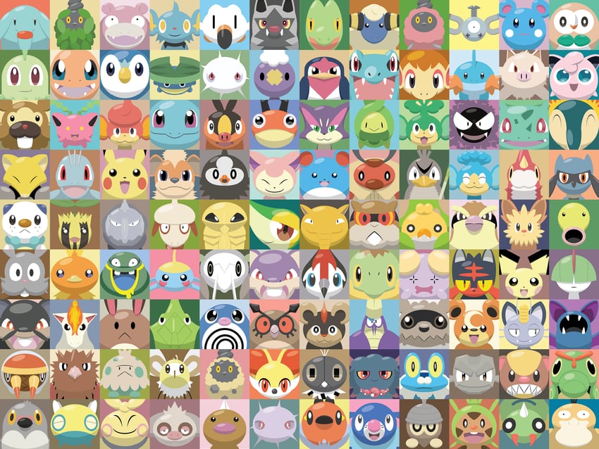 pikachu, rowlet, piplup, bulbasaur, jigglypuff, and 101 more (pokemon) drawn by shawn_flowers