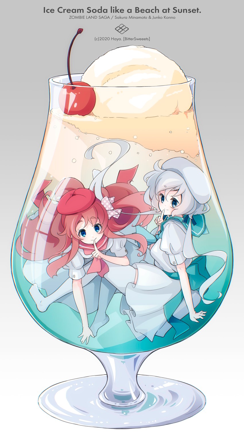 konno junko and minamoto sakura (zombie land saga) drawn by haya_bs