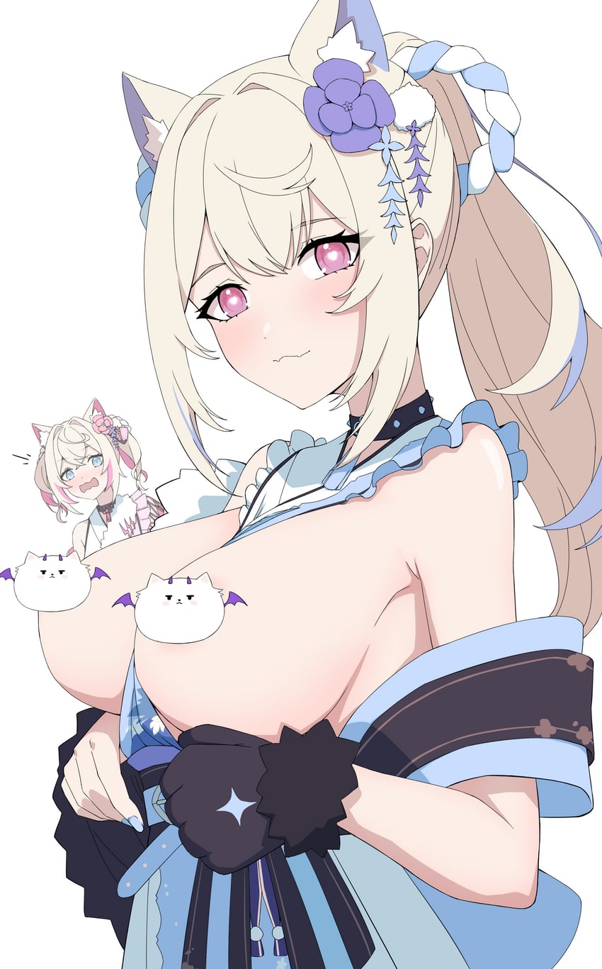 fuwawa abyssgard, mococo abyssgard, and perroccino (hololive and 1 more) drawn by daydarion
