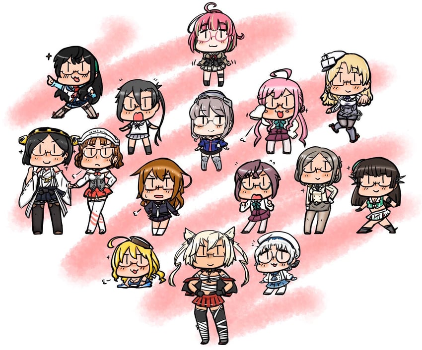 ooyodo, musashi, kirishima, i-8, makigumo, and 10 more (kantai collection) drawn by cyama_land