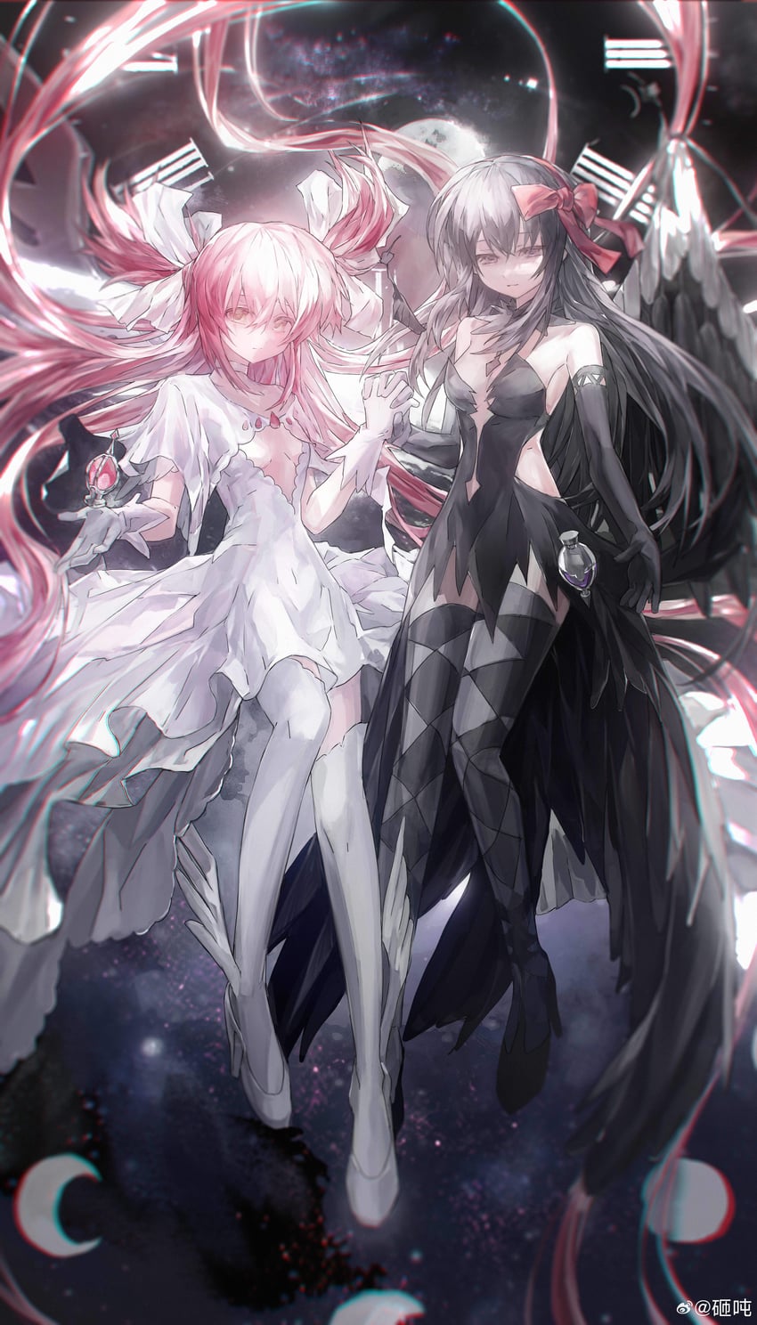 akemi homura and kaname madoka (mahou shoujo madoka magica) drawn by zadun