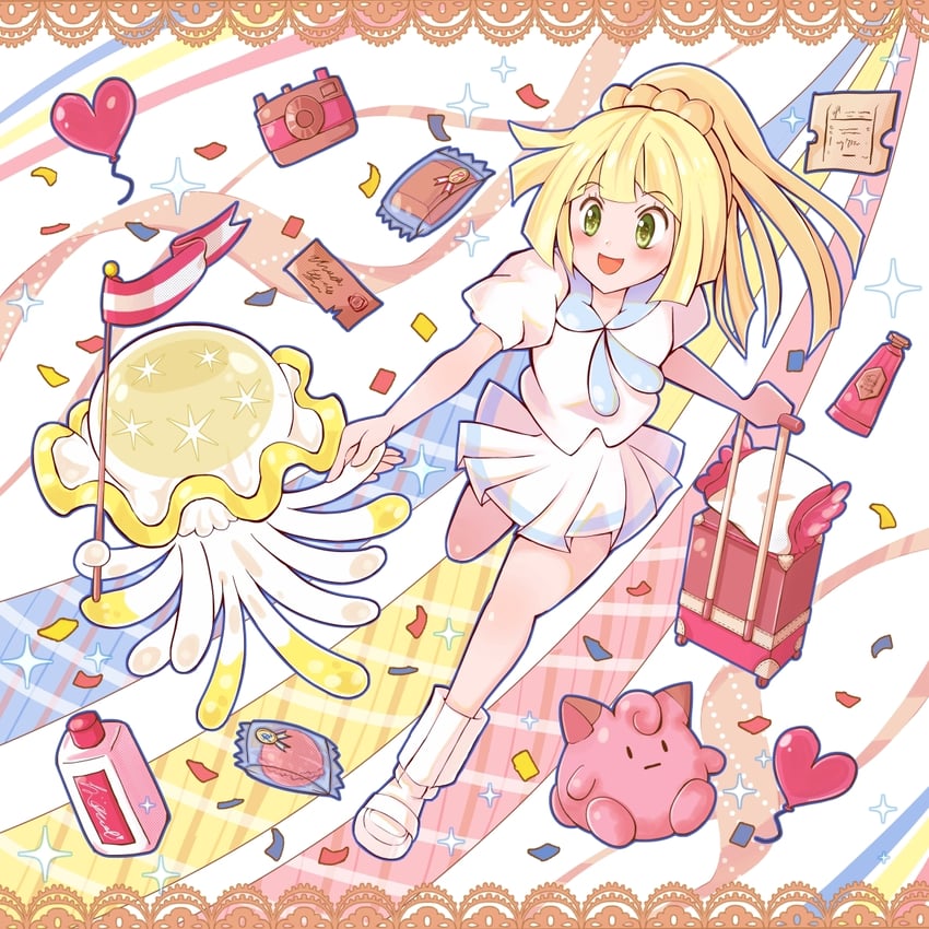 clefairy, nihilego, and lillie (pokemon and 1 more) drawn by n_yurikun