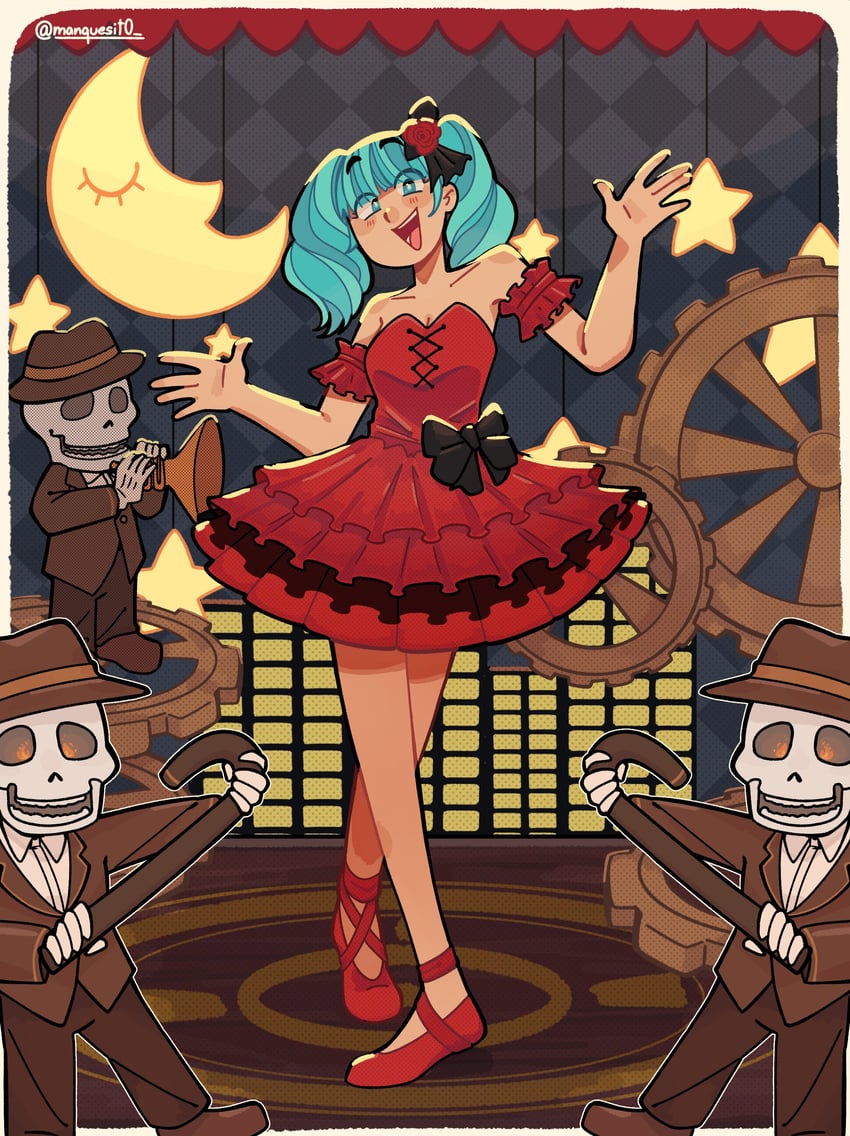 hatsune miku (vocaloid and 1 more) drawn by manque