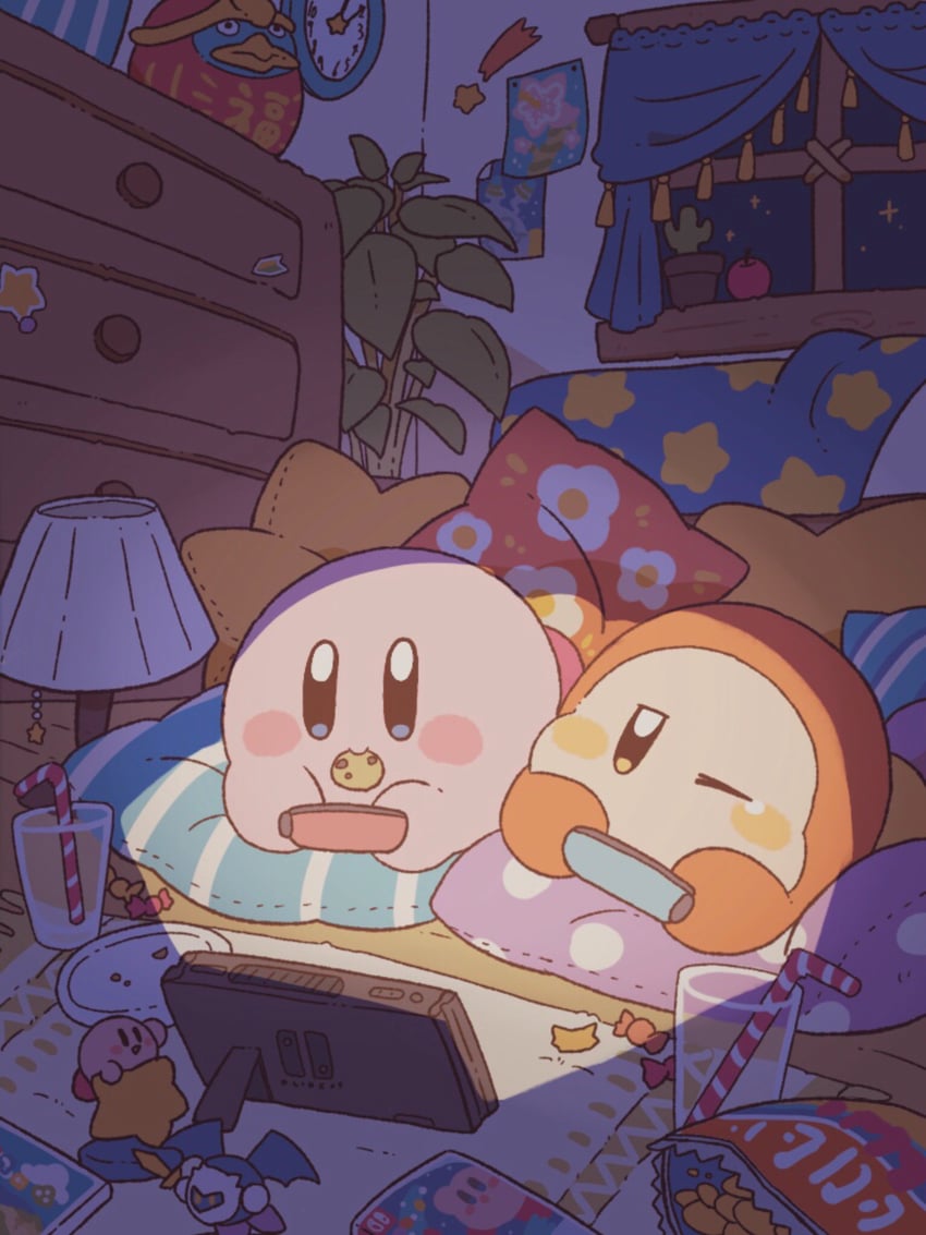 kirby, meta knight, waddle dee, and king dedede (kirby) drawn by harukui