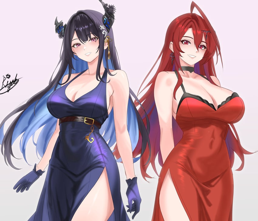nerissa ravencroft and elizabeth rose bloodflame (hololive and 1 more) drawn by rijeka1918