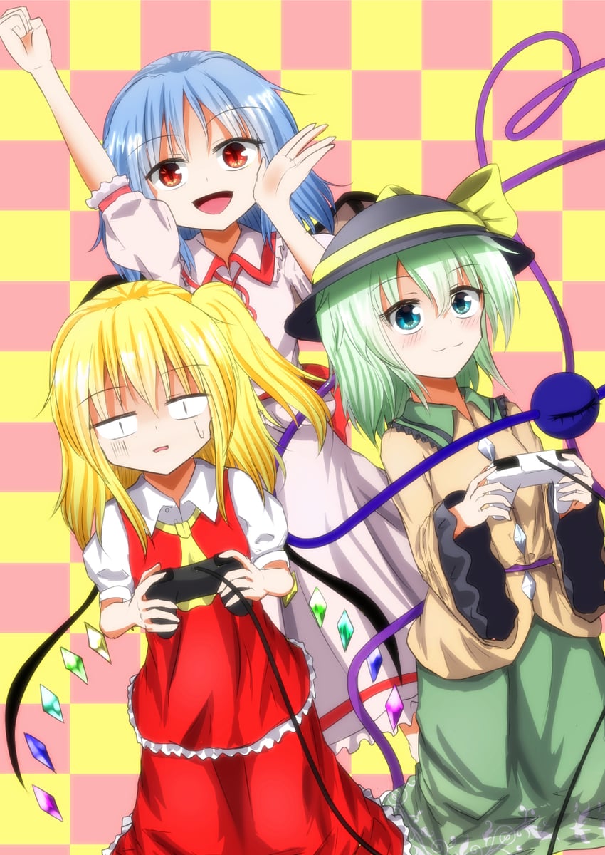 remilia scarlet, flandre scarlet, and komeiji koishi (touhou) drawn by chitose_hachi