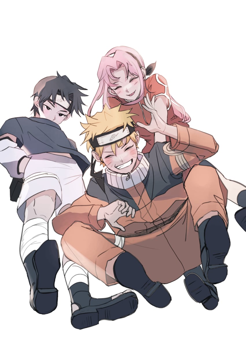 haruno sakura, uzumaki naruto, and uchiha sasuke (naruto) drawn by rette
