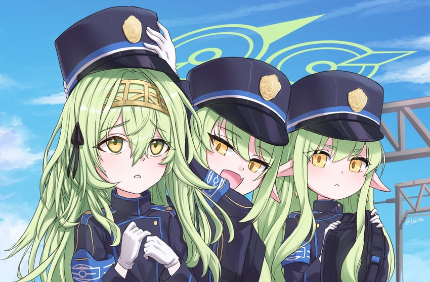 hikari, nozomi, and kilo (blue archive and 1 more) drawn by luizhtx