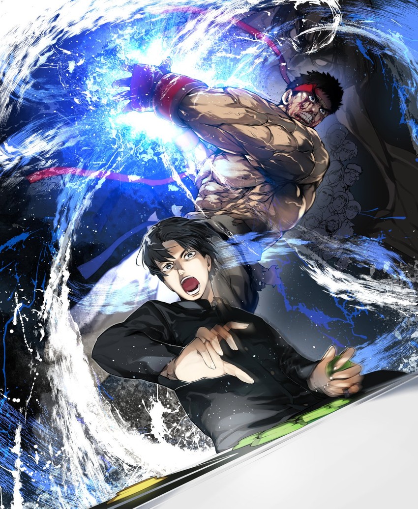 ryu and umehara daigo (street fighter and 3 more) drawn by nishiide_kengorou
