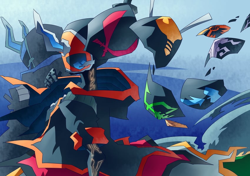 kamen rider ghost, kamen rider specter, and musashi damashii (kamen rider and 1 more) drawn by otokamu