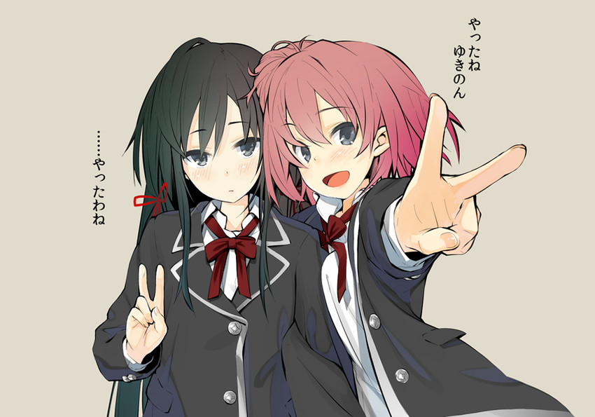 yukinoshita yukino and yuigahama yui (yahari ore no seishun lovecome wa machigatteiru.) drawn by iwasaki_takashi