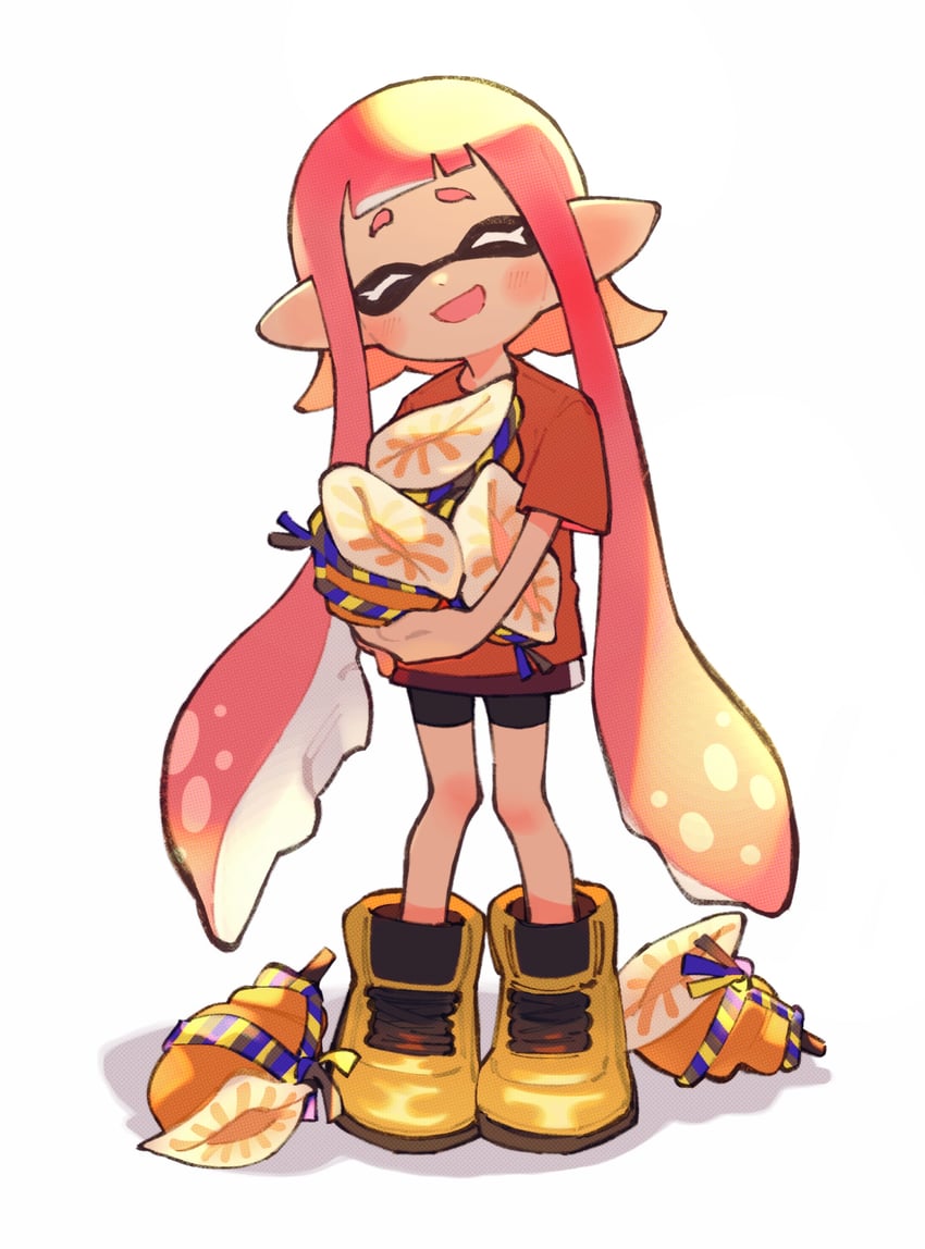 inkling player character and inkling girl (splatoon and 1 more) drawn by inari1369