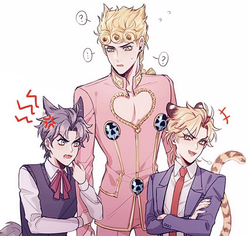 dio brando, giorno giovanna, and jonathan joestar (jojo no kimyou na bouken and 2 more) drawn by hako_iix07