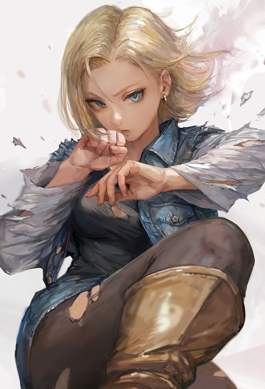 android 18 (dragon ball and 1 more) drawn by miche
