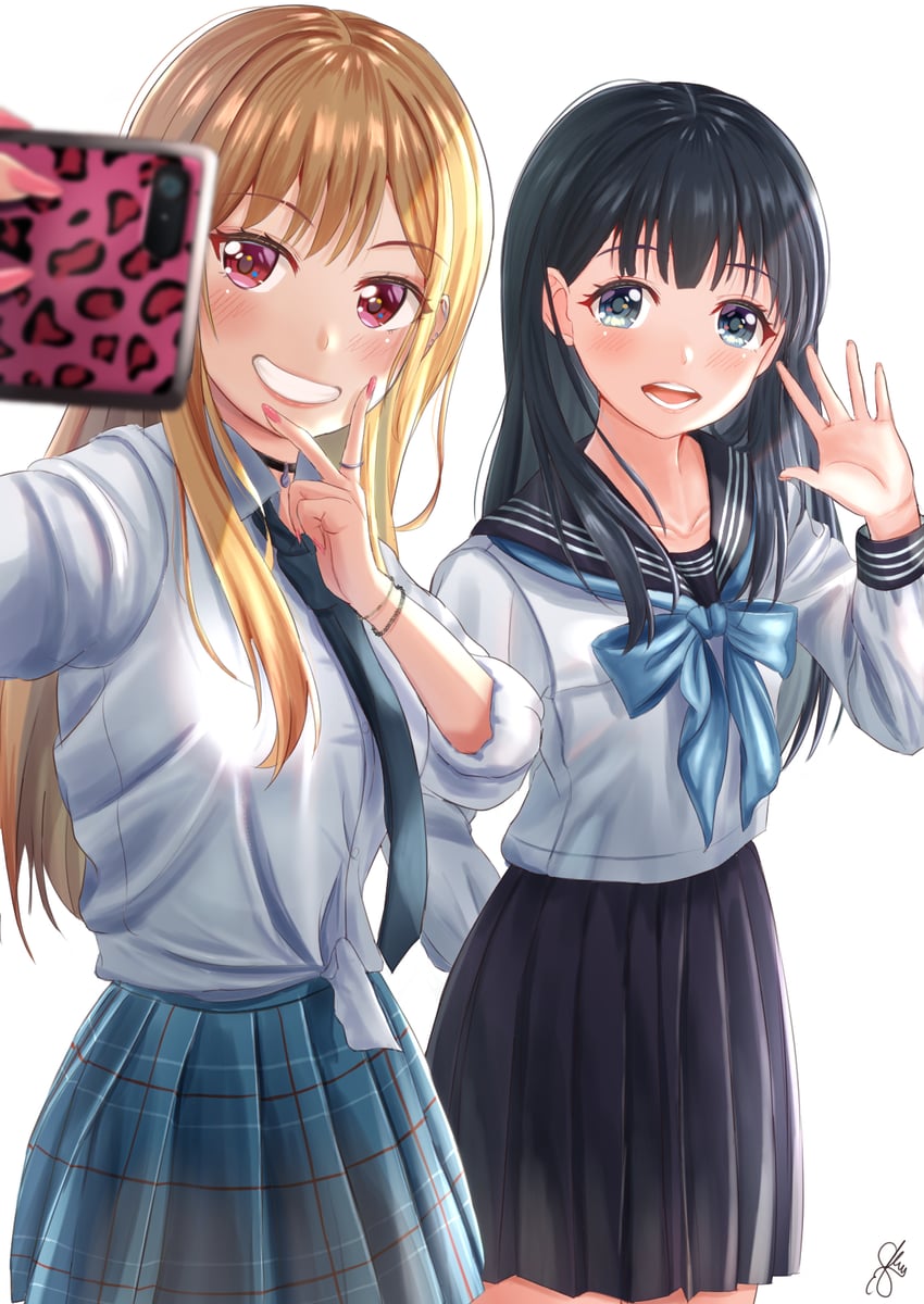 kitagawa marin and akebi komichi (sono bisque doll wa koi wo suru and 2 more) drawn by akiyama0818