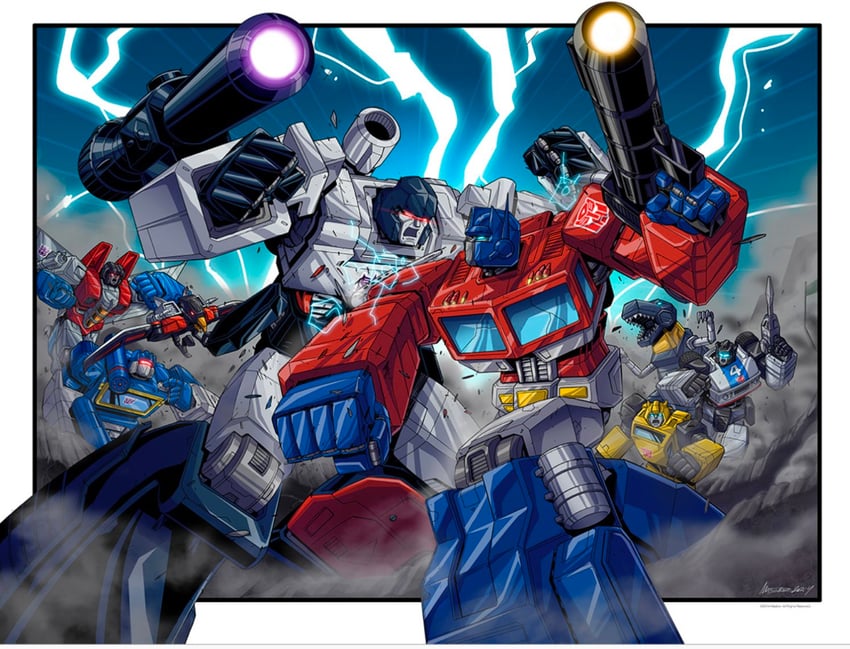 optimus prime, megatron, starscream, soundwave, bumblebee, and 3 more (transformers and 1 more) drawn by marcelo_matere