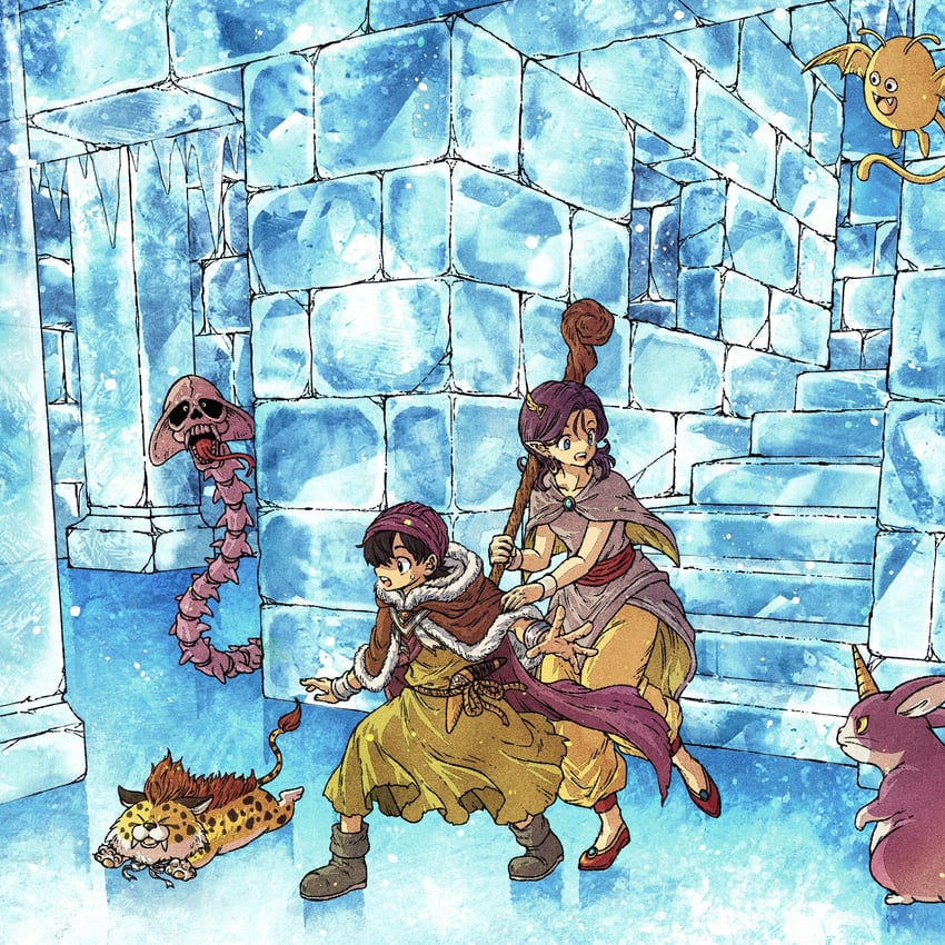 hero, borongo, bella, great sabrecub, bunicorn, and 2 more (dragon quest and 1 more) drawn by toriga