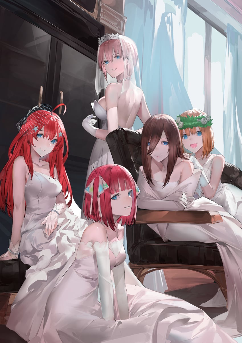 nakano nino, nakano miku, nakano yotsuba, nakano itsuki, and nakano ichika (go-toubun no hanayome) drawn by blazpu