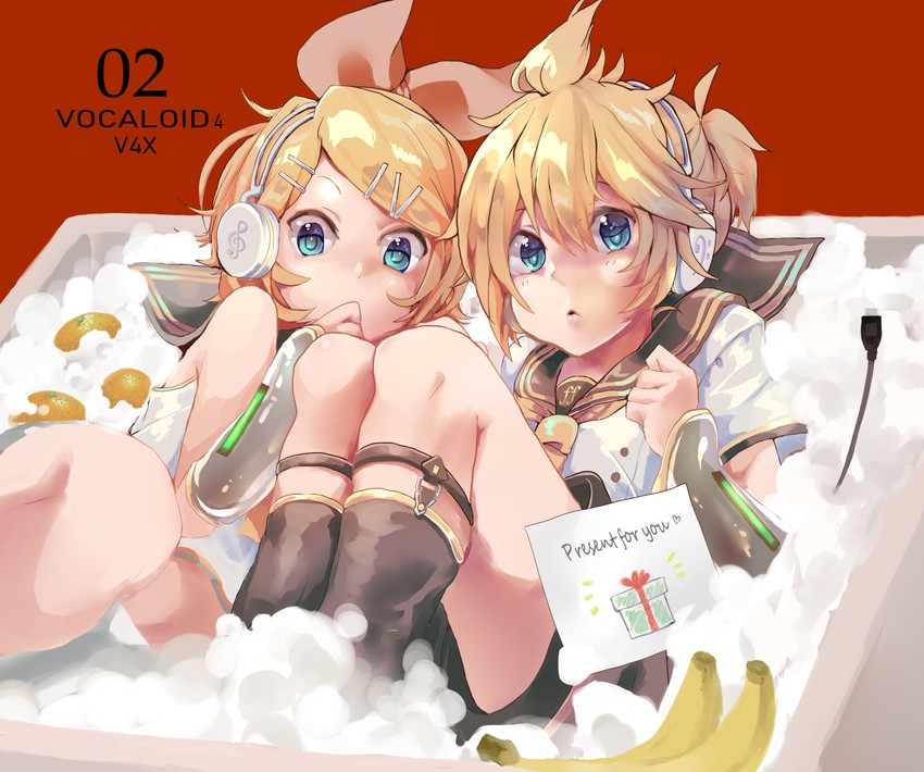 kagamine rin and kagamine len (vocaloid) drawn by ganmo_hanemuun