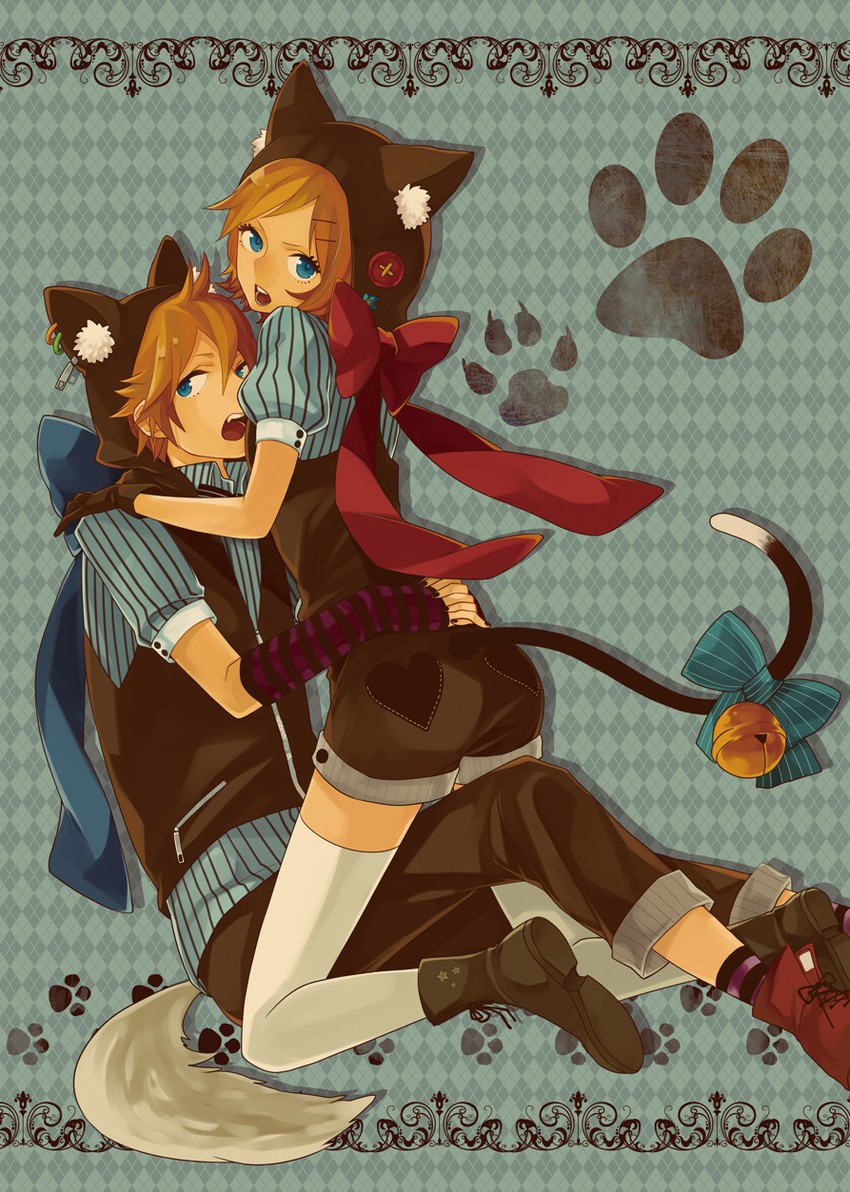 kagamine rin and kagamine len (vocaloid) drawn by momoiro_oji